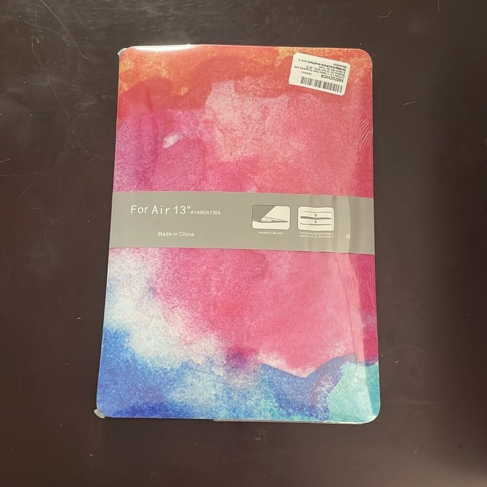 MacBook Air 13” rainbow watercolor design shell case